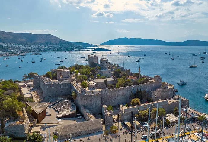 Aerial view of Bodrum Castle and Port